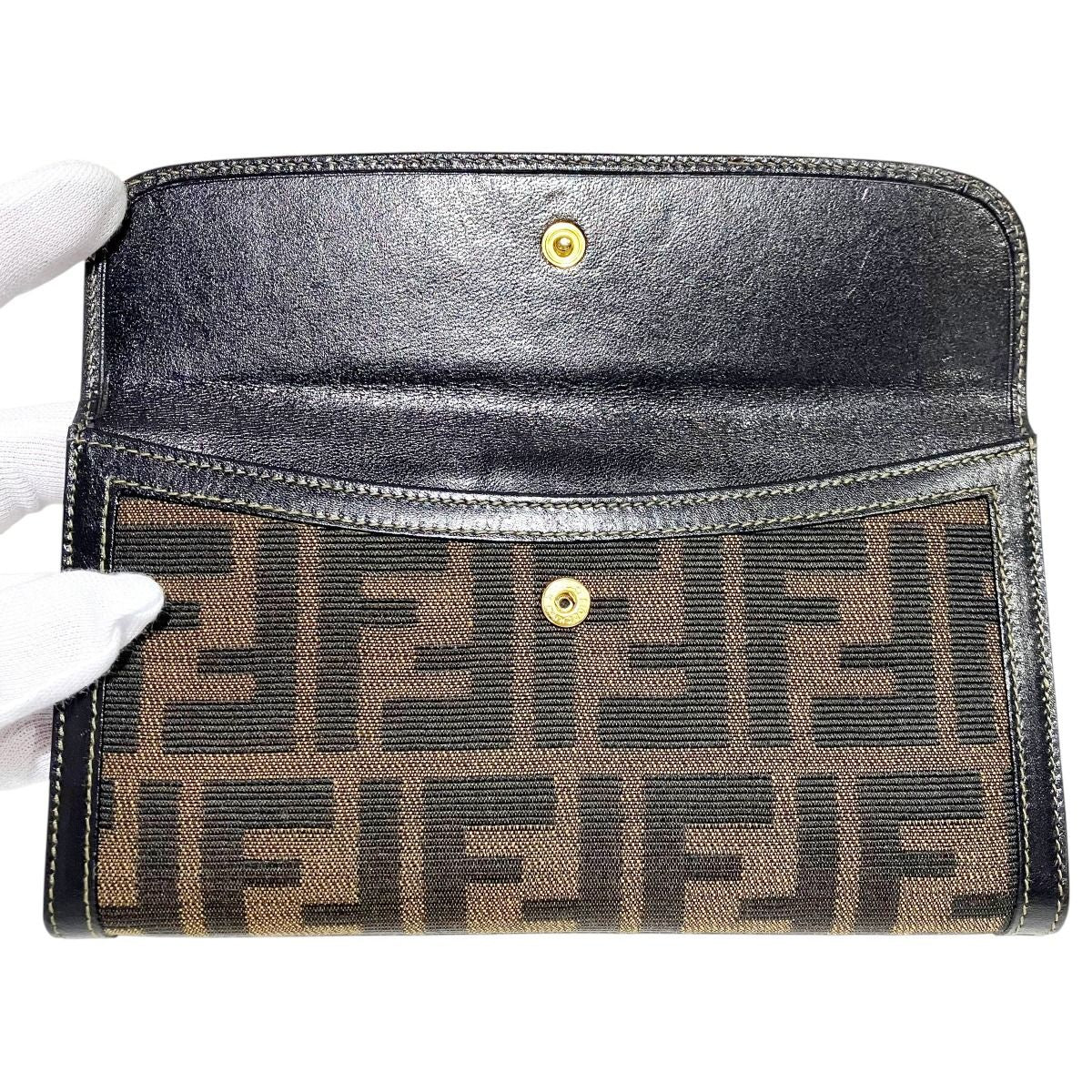 Fendi Zucca Pattern Wallet Canvas Leather — view 3