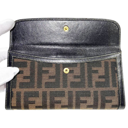 Fendi Zucca Pattern Wallet Canvas Leather — view 3