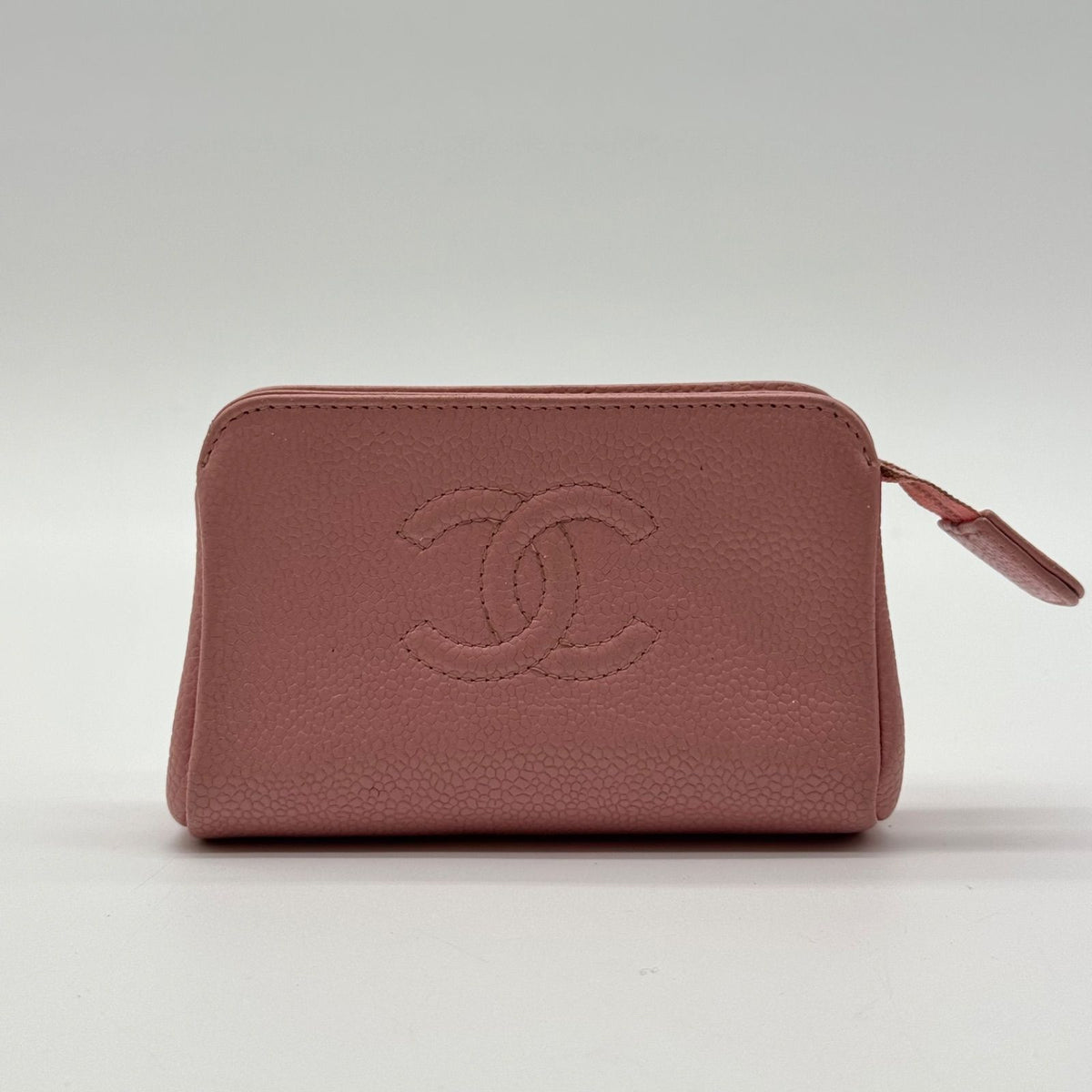 Chanel Large Pouch CC Logo Pink Leather Gold