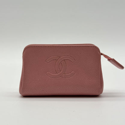 Chanel Large Pouch CC Logo Pink Leather Gold