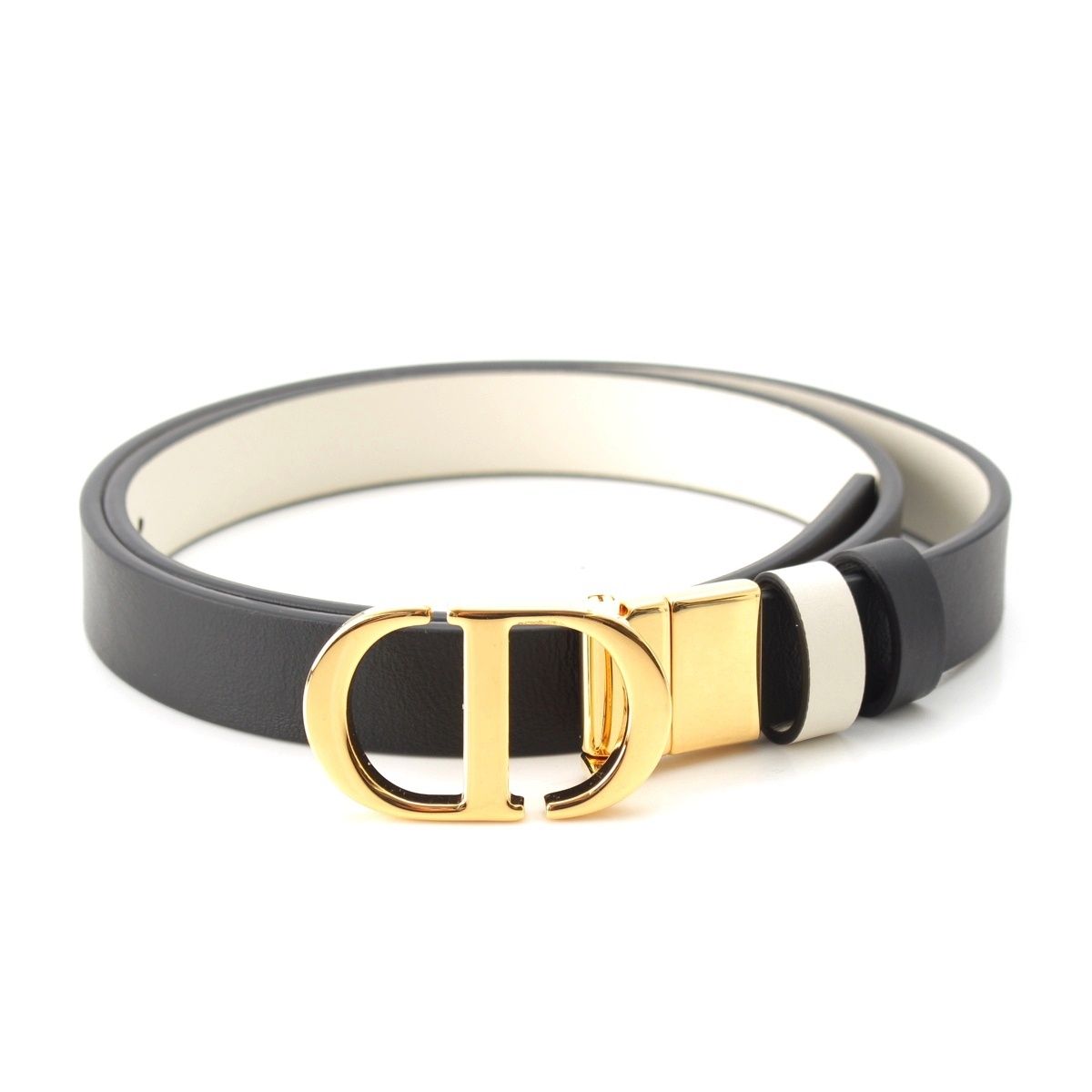 Dior CD Logo 30 Toronto Montaigne 20 Slim Smooth Calfskin Reversible Belt White