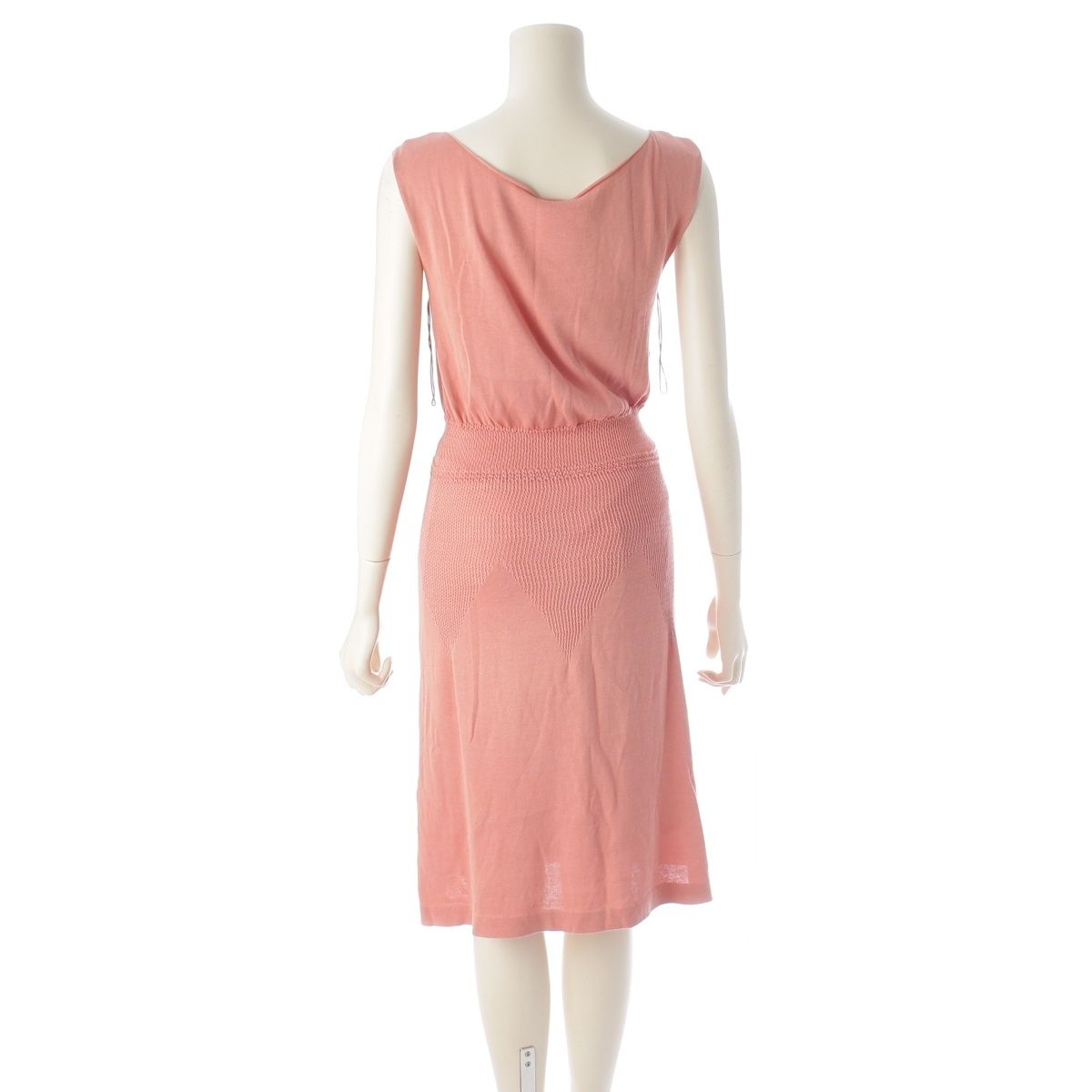 Chanel Cotton Change Knit CC Logo Plate Dress Sleeveless Top Skirt Pink 38 — view 4