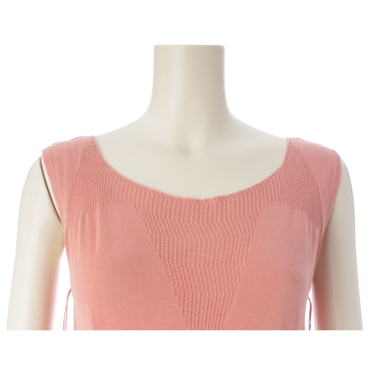 Chanel Cotton Change Knit CC Logo Plate Dress Sleeveless Top Skirt Pink 38 — view 5