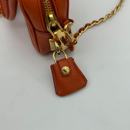 Prada Orange Saffiano Leather Shoulder Bag — view 5