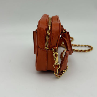 Prada Orange Saffiano Leather Shoulder Bag — view 7