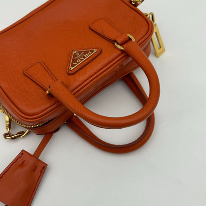 Prada Orange Saffiano Leather Shoulder Bag — view 8