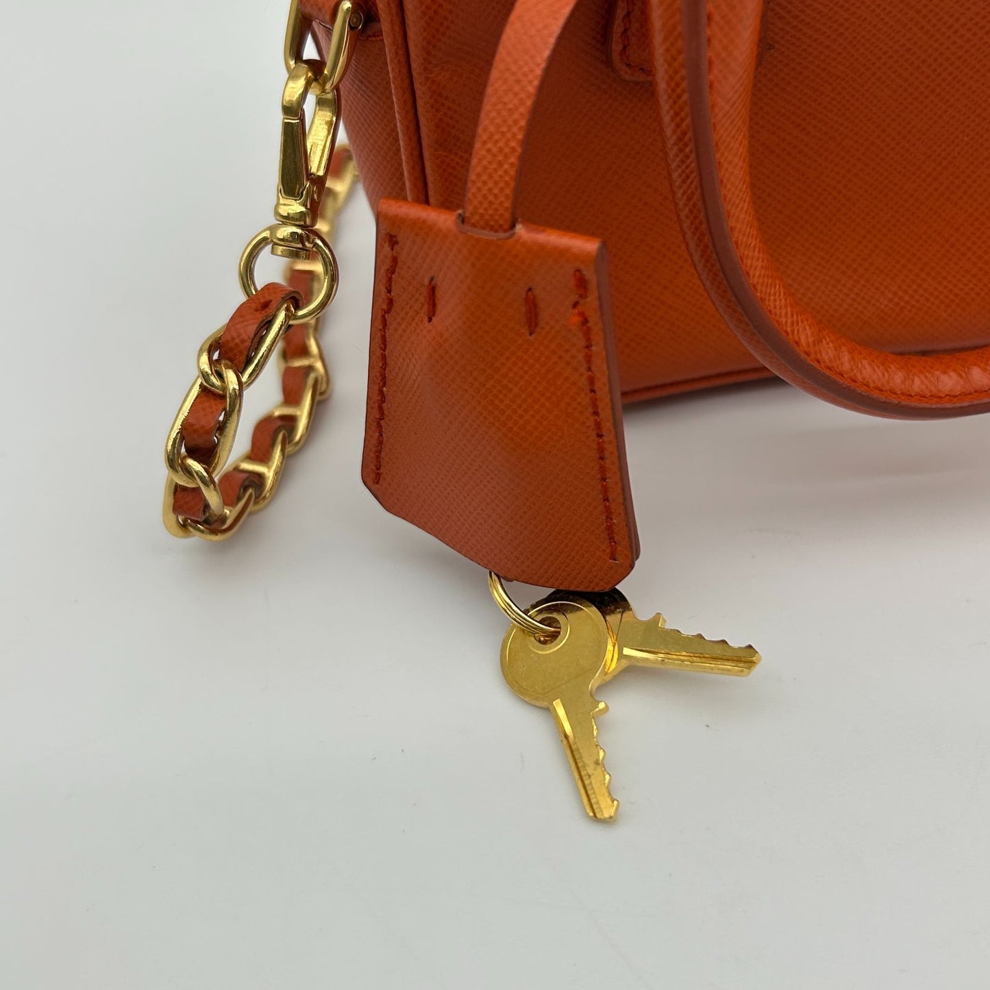 Prada Orange Saffiano Leather Shoulder Bag — view 4