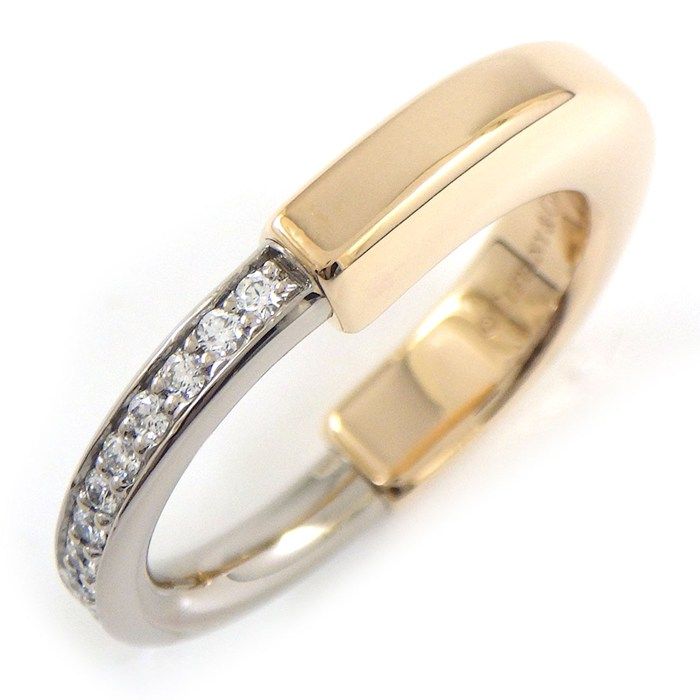 Tiffany & Co Ring Lock Half Circle Diamond Total 18K Pink Gold 18K White