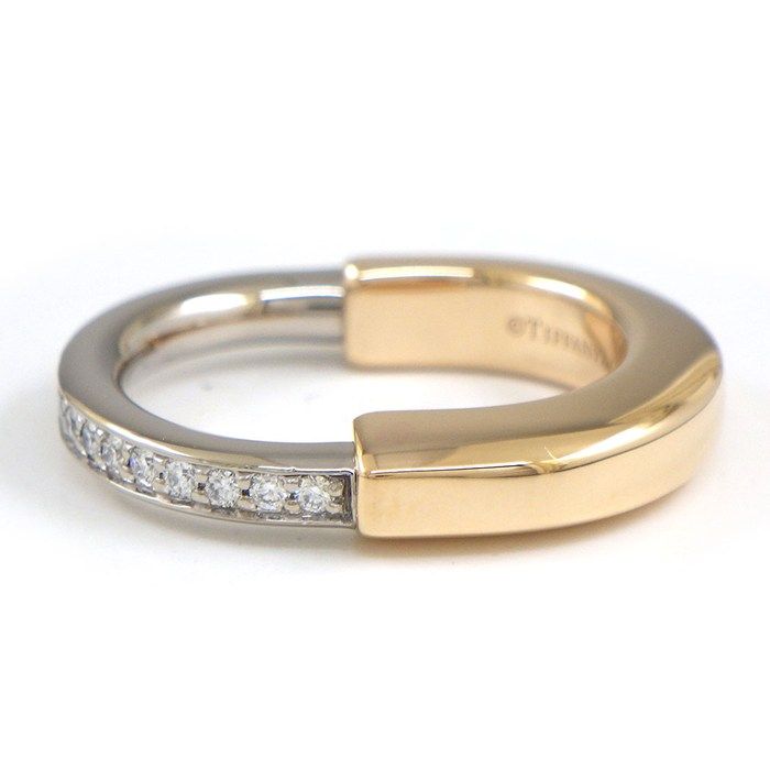 Tiffany & Co Ring Lock Half Circle Diamond Total 18K Pink Gold 18K White — view 2