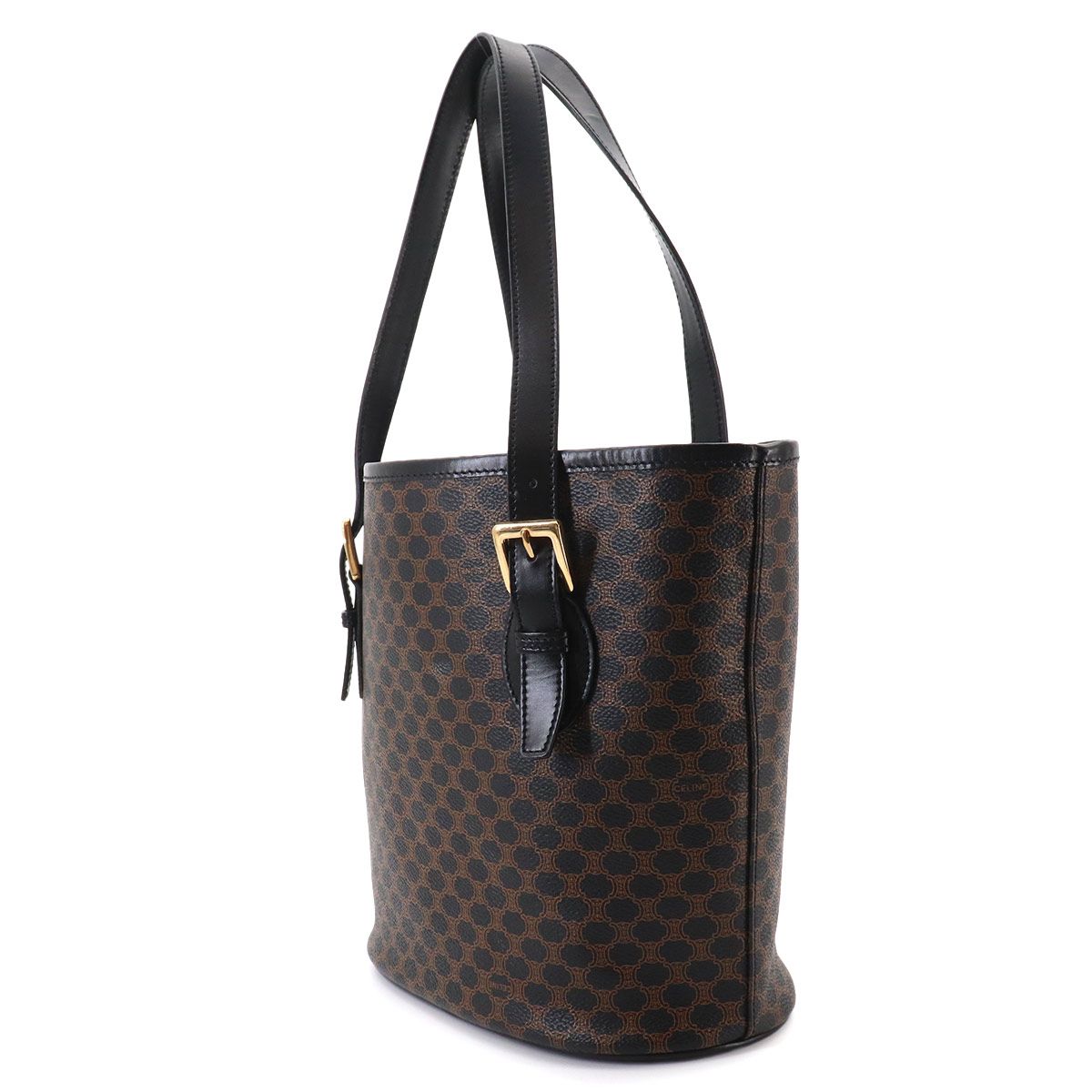 Celine Macadam Tote Bag Black Brown Leather Gold Vintage — view 3