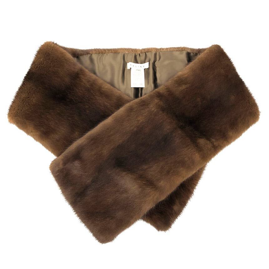 Celine Mink Scarf Tippet Brown — view 2