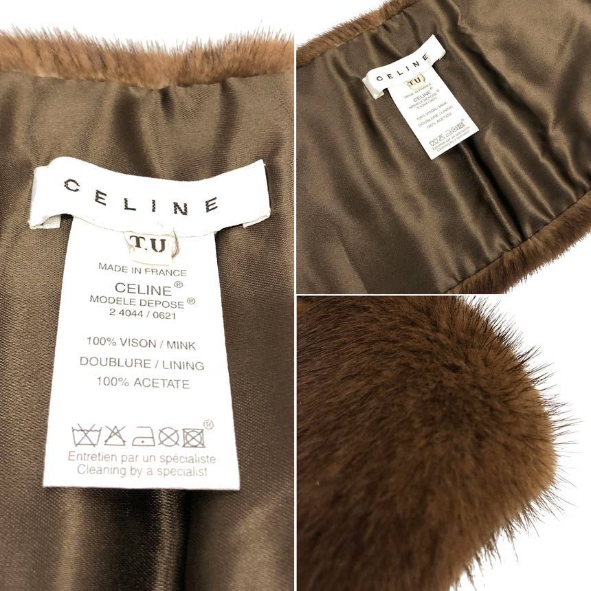 Celine Mink Scarf Tippet Brown — view 3