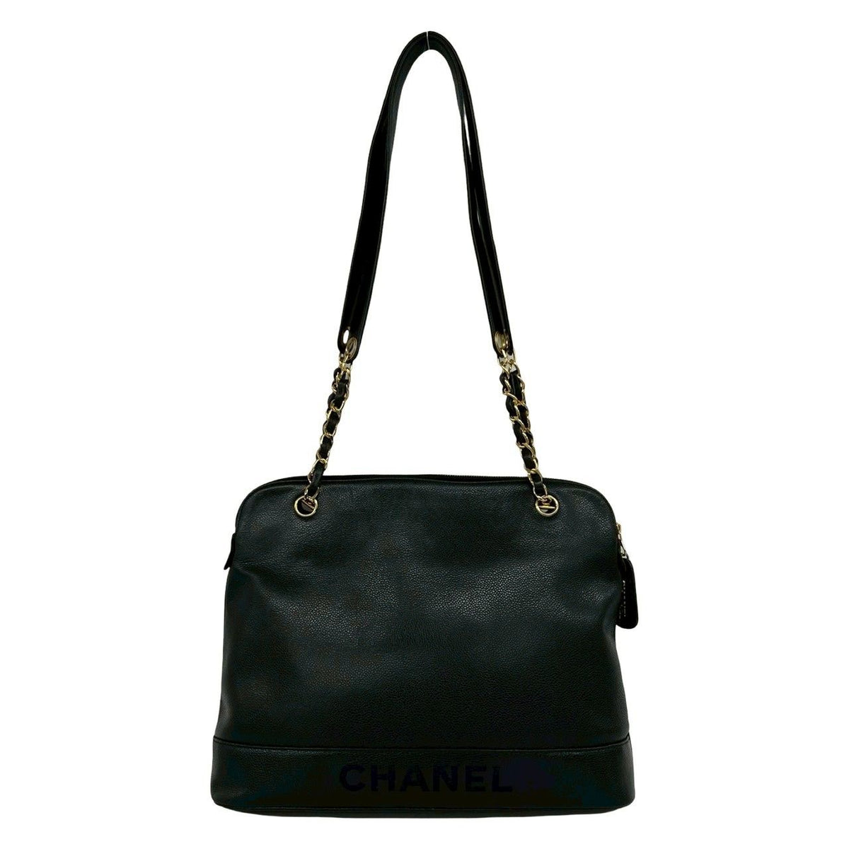 Chanel Card Vintage Logo Caviar Leather Chain Shoulder Bag Black — view 3