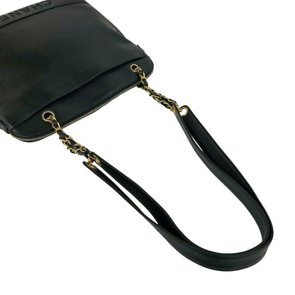 Chanel Card Vintage Logo Caviar Leather Chain Shoulder Bag Black — view 4