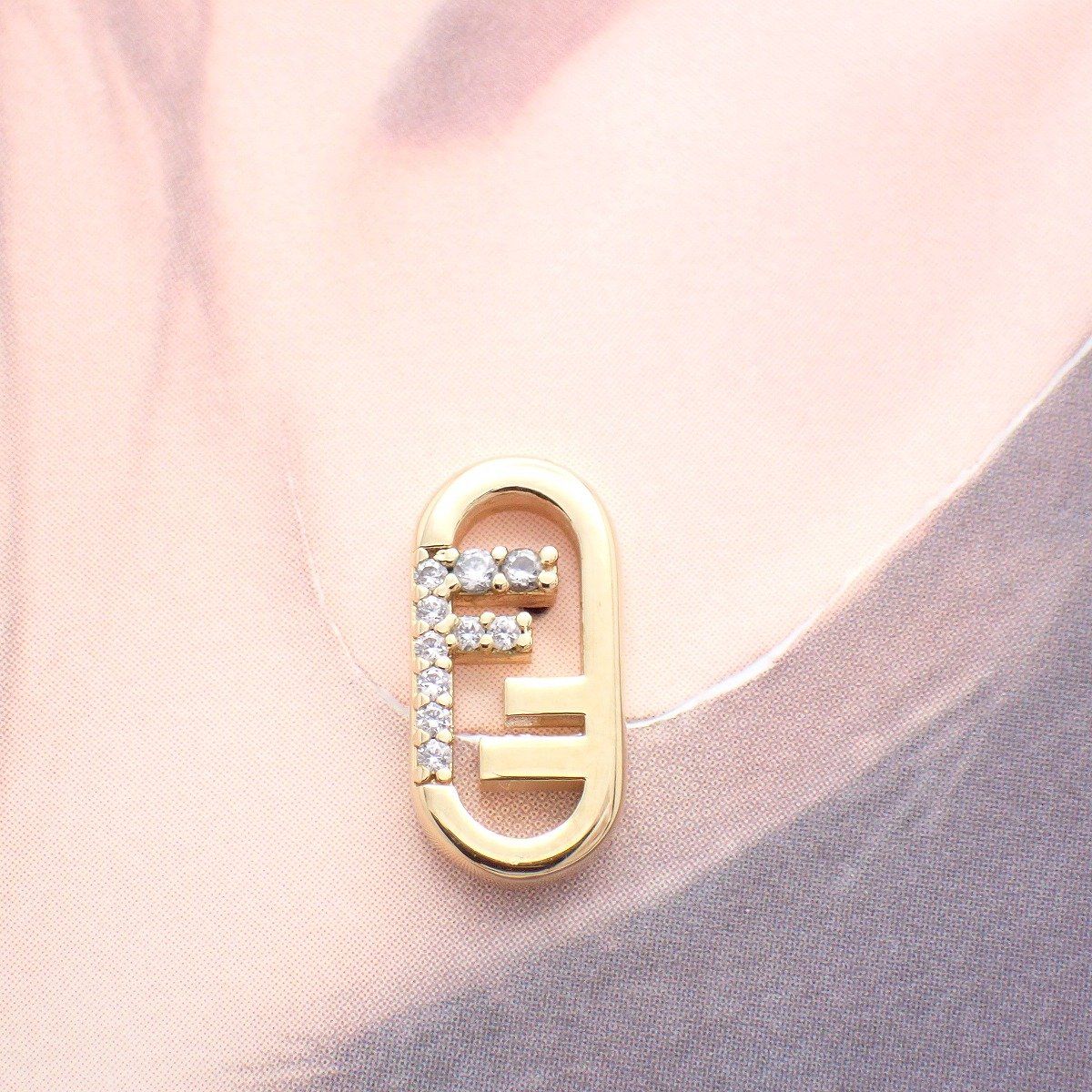 Fendi O-Rock Earrings Gold Color Rhinestone Pawn — view 7