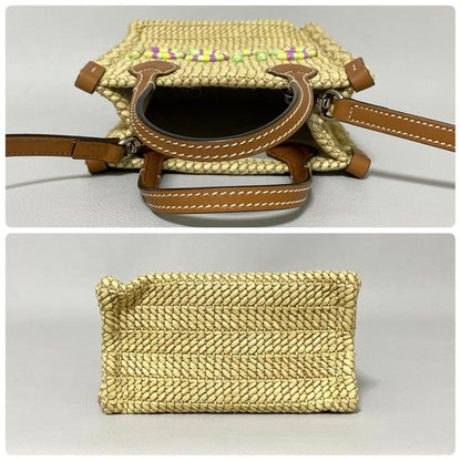 Gucci Basket Shoulder Bag Raffia Logo — view 5