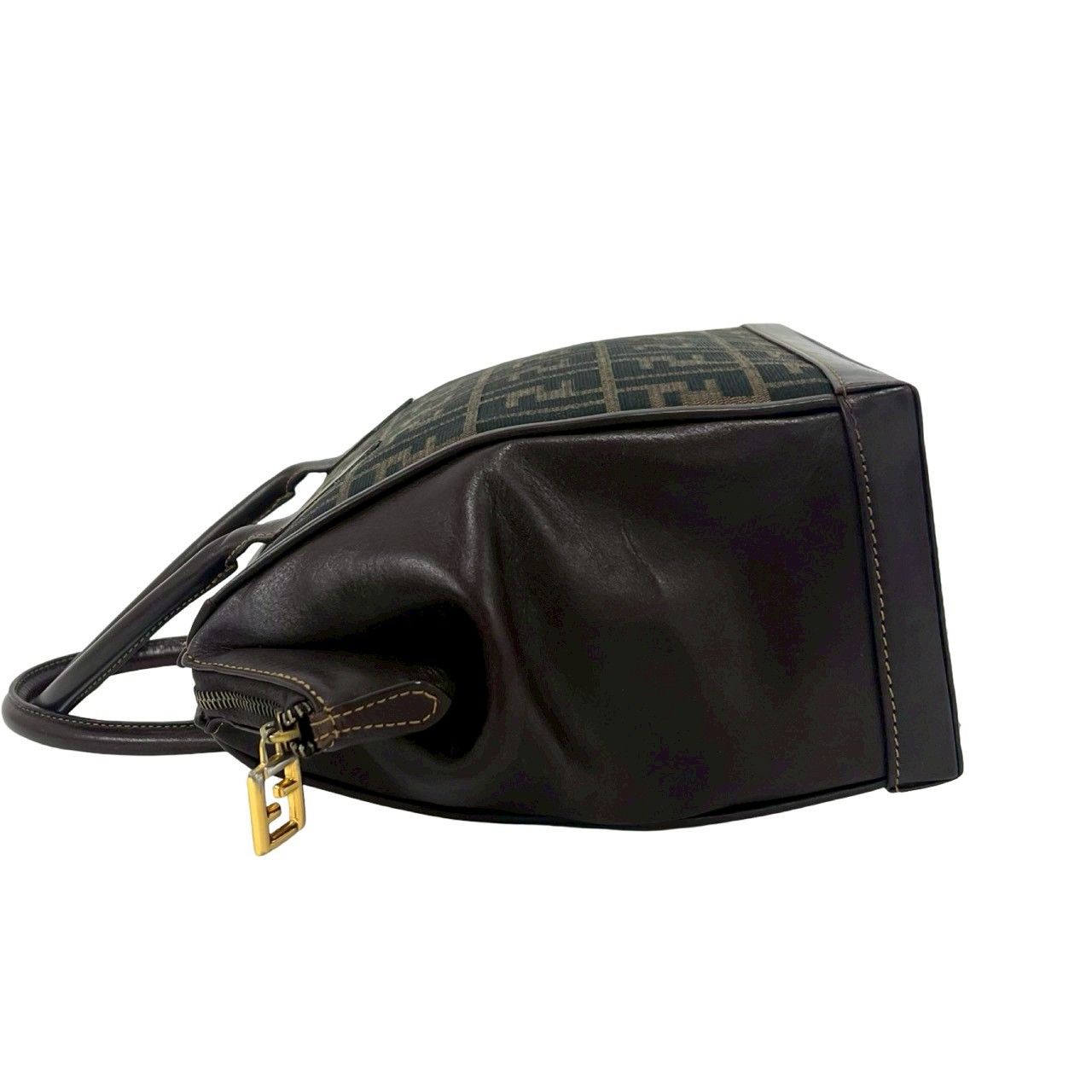 Fendi Vintage Zucca FF Logo Pattern Canvas Leather Shoulder Bag Brown — view 5