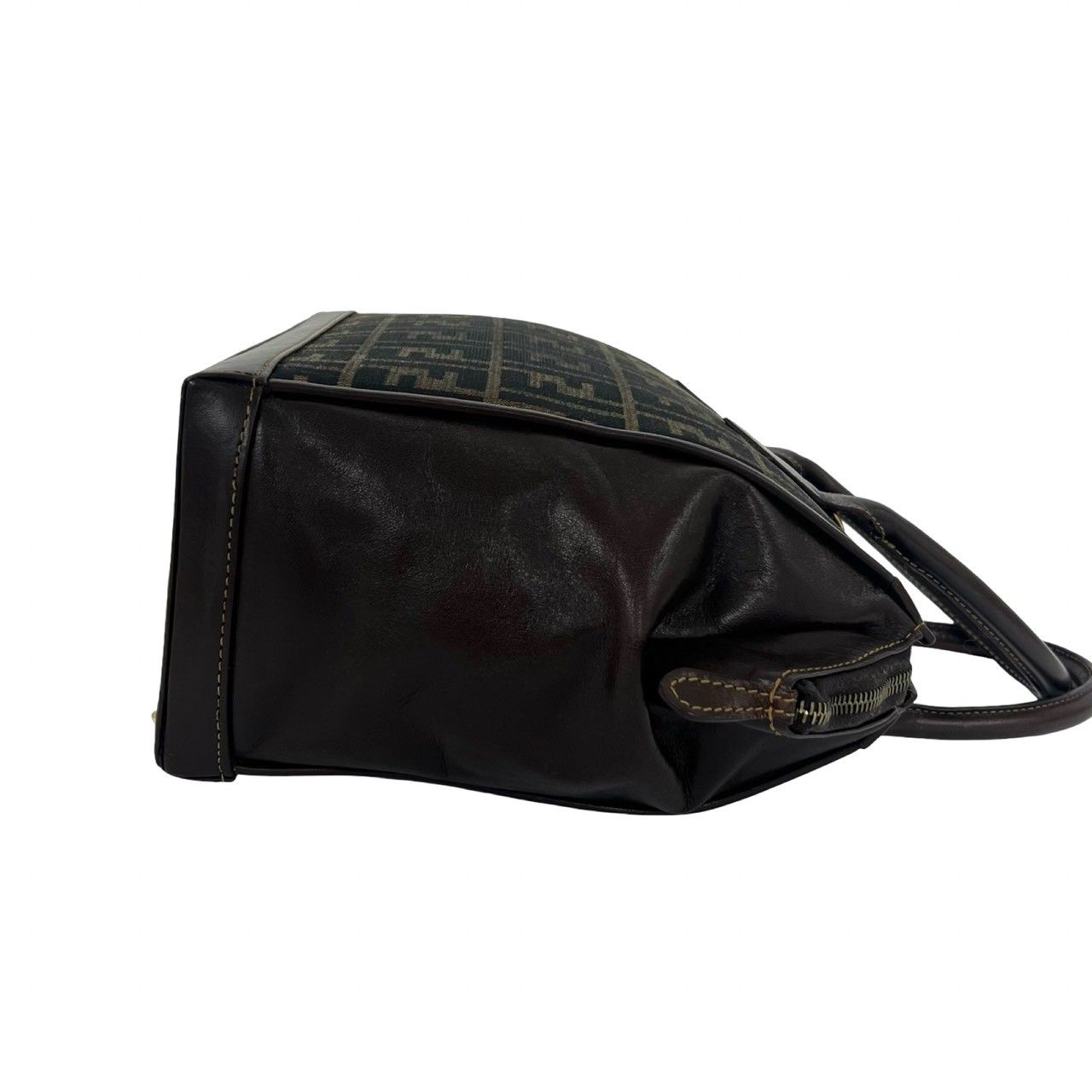 Fendi Vintage Zucca FF Logo Pattern Canvas Leather Shoulder Bag Brown — view 6