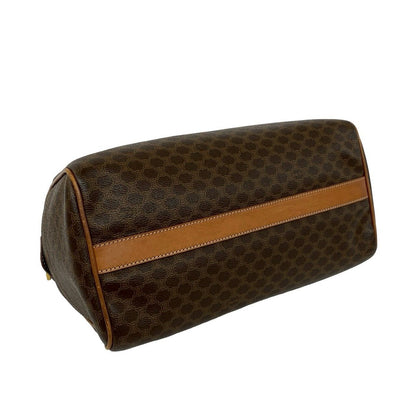 Celine Vintage Macadam Pattern Triomphe Logo Leather Boston Bag Brown — view 7