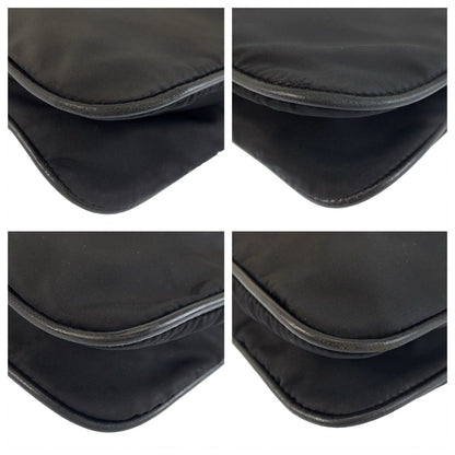 Prada Tessuto Black Nylon Leather Shoulder Bag — view 3