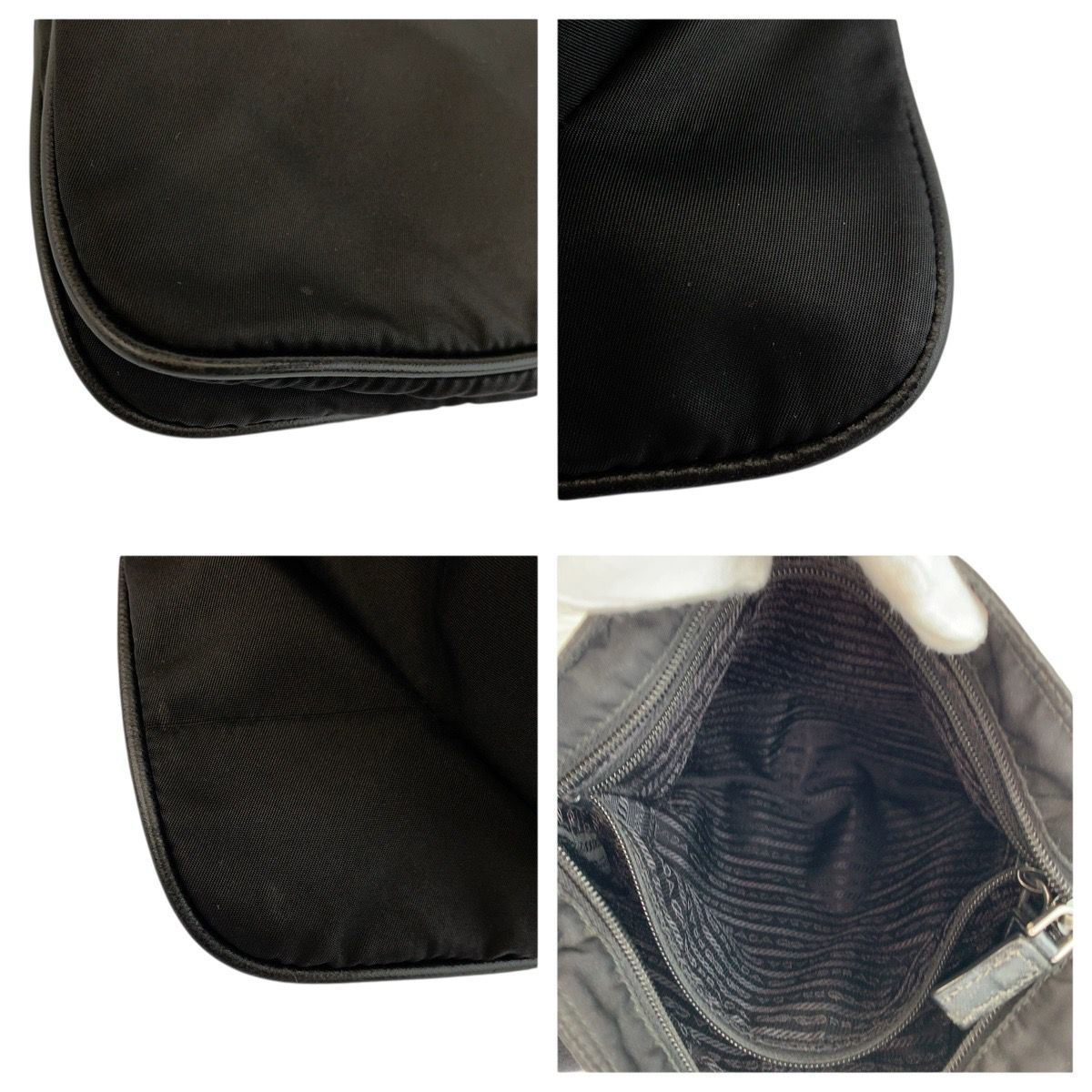 Prada Tessuto Black Nylon Leather Shoulder Bag — view 6