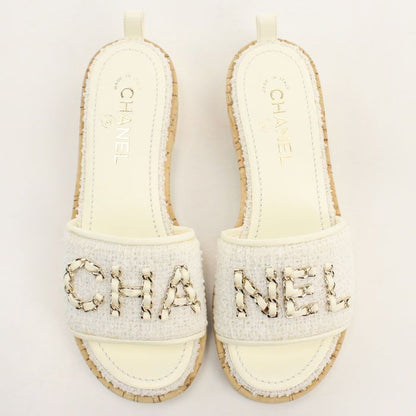 Chanel Sandals Tweed White — view 8