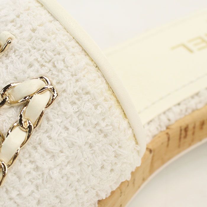 Chanel Sandals Tweed White — view 6