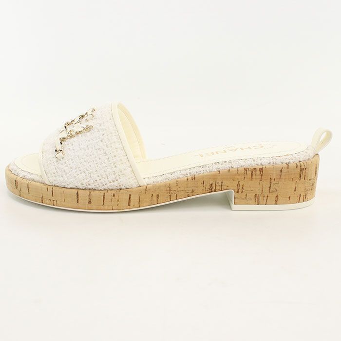 Chanel Sandals Tweed White — view 2