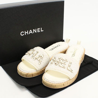 Chanel Sandals Tweed White