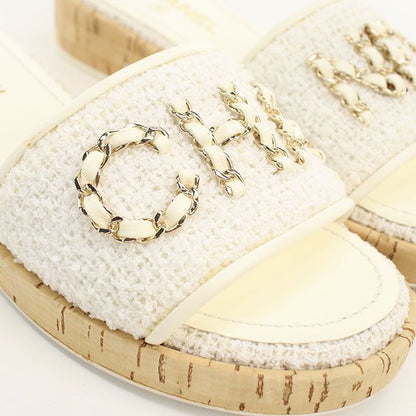 Chanel Sandals Tweed White — view 3