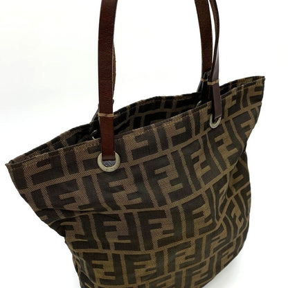 Fendi Zucca Tote Bag Nylon Leather Brown — view 2