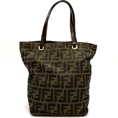 Fendi Zucca Tote Bag Nylon Leather Brown
