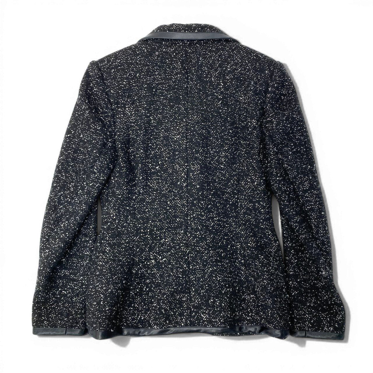 Saint Laurent Tweed Tailored Jacket Lame Knit Leather Piping Blend France 42 — view 4