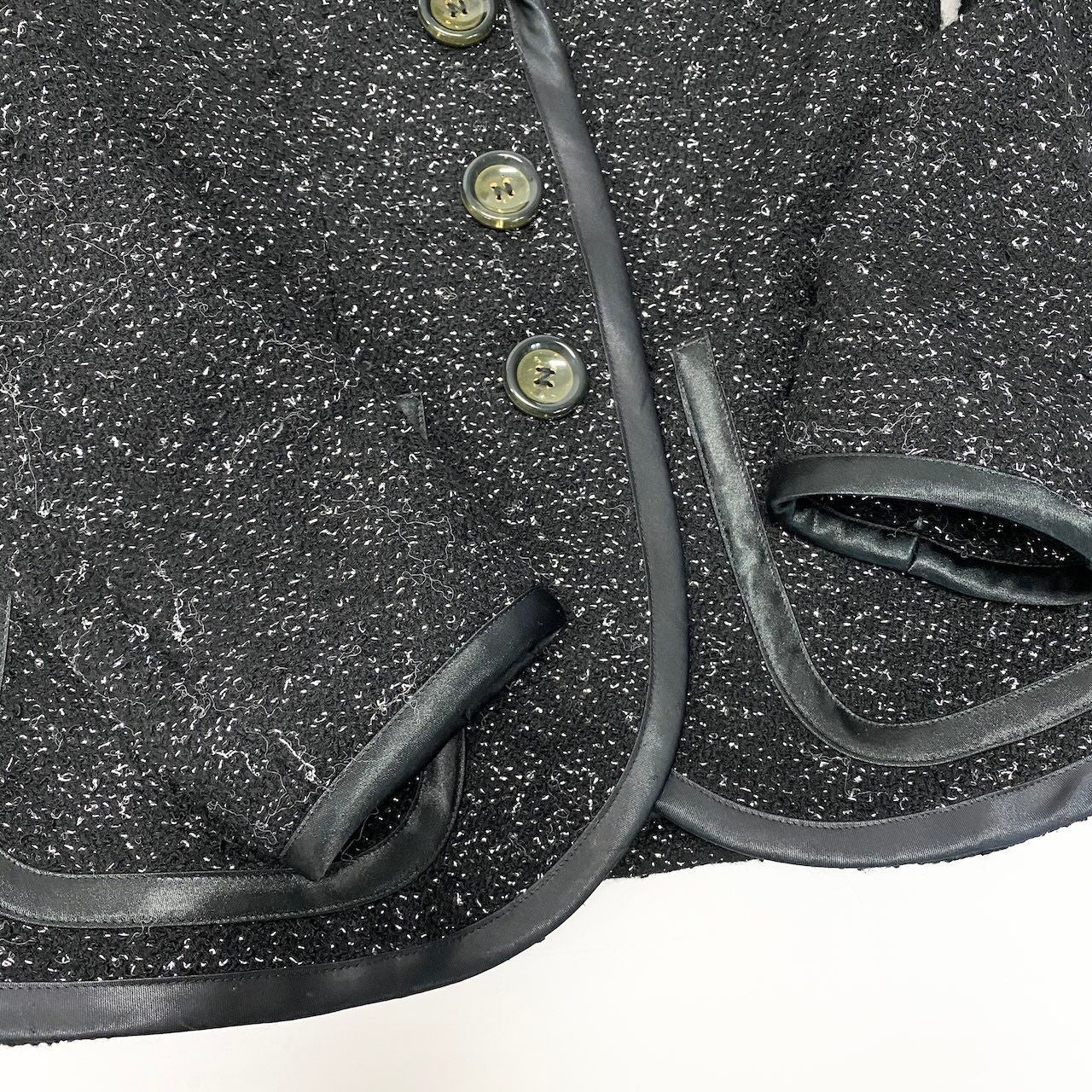 Saint Laurent Tweed Tailored Jacket Lame Knit Leather Piping Blend France 42 — view 6