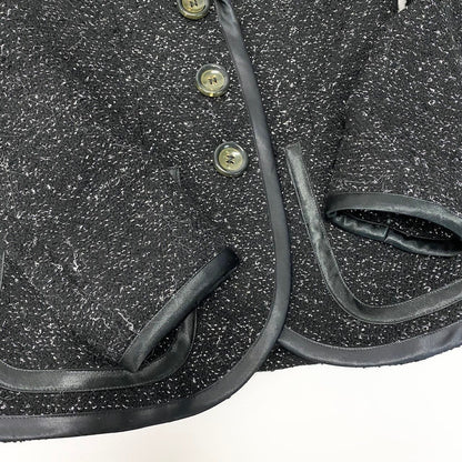 Saint Laurent Tweed Tailored Jacket Lame Knit Leather Piping Blend France 42 — view 6