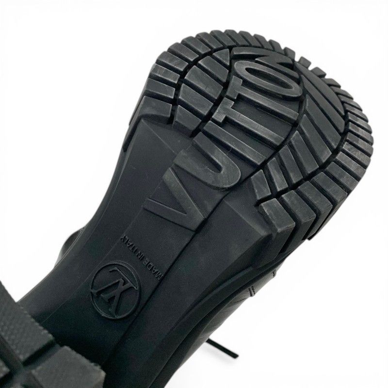 Louis Vuitton Line Monogram Boots Short Shoes Leather Black Brown Logo Belt — view 8