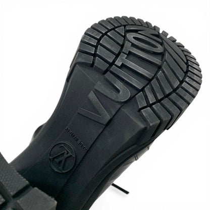 Louis Vuitton Line Monogram Boots Short Shoes Leather Black Brown Logo Belt — view 8
