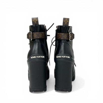 Louis Vuitton Line Monogram Boots Short Shoes Leather Black Brown Logo Belt — view 5