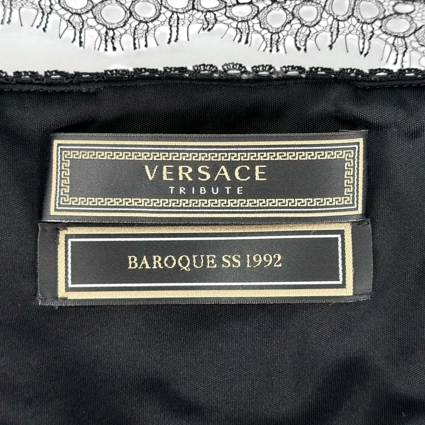 Versace 100% Silk Barocco Pattern Bustier Tube Top Black Yellow 38 — view 4