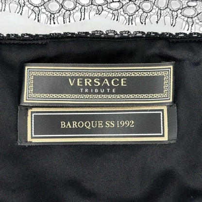 Versace 100% Silk Barocco Pattern Bustier Tube Top Black Yellow 38 — view 4