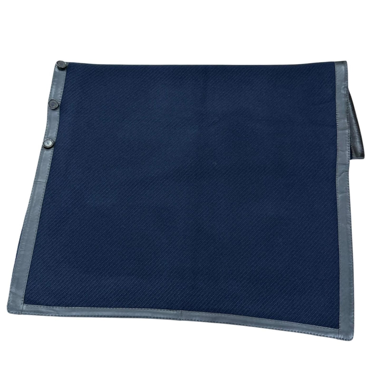Hermes Wool Cashmere Blend Logo Button Trim Large Poncho Shawl Navy Scarf — view 5