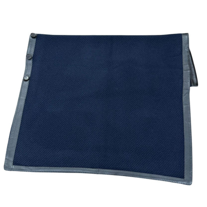 Hermes Wool Cashmere Blend Logo Button Trim Large Poncho Shawl Navy Scarf — view 5