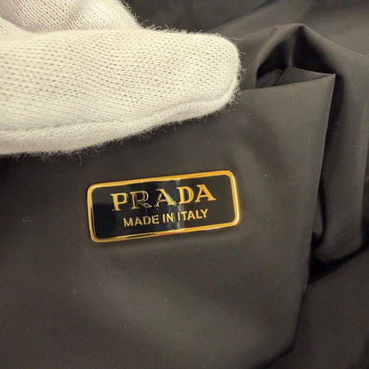 Prada Triangle Logo Surfing All Over Pattern Drawstring Re-Nylon Pouch Blue — view 8