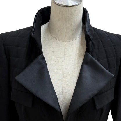Chanel 06A Vintage CC Logo Black Stone Faux Pearl Long Wool Jacket with Buttons — view 5