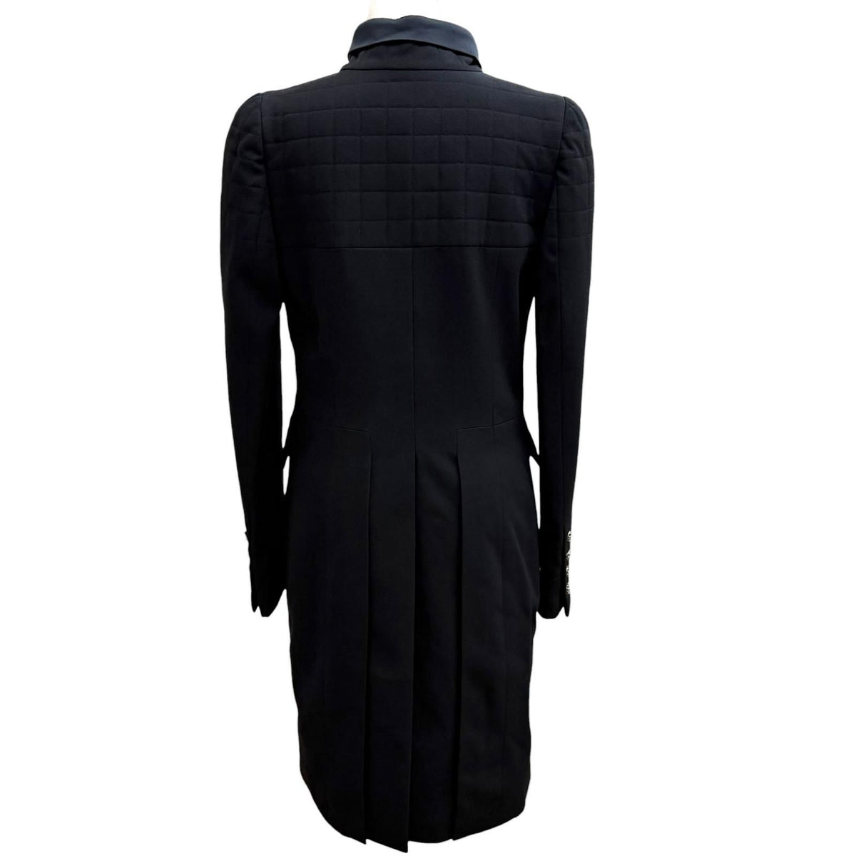 Chanel 06A Vintage CC Logo Black Stone Faux Pearl Long Wool Jacket with Buttons — view 4