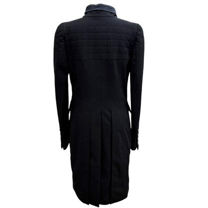 Chanel 06A Vintage CC Logo Black Stone Faux Pearl Long Wool Jacket with Buttons — view 4