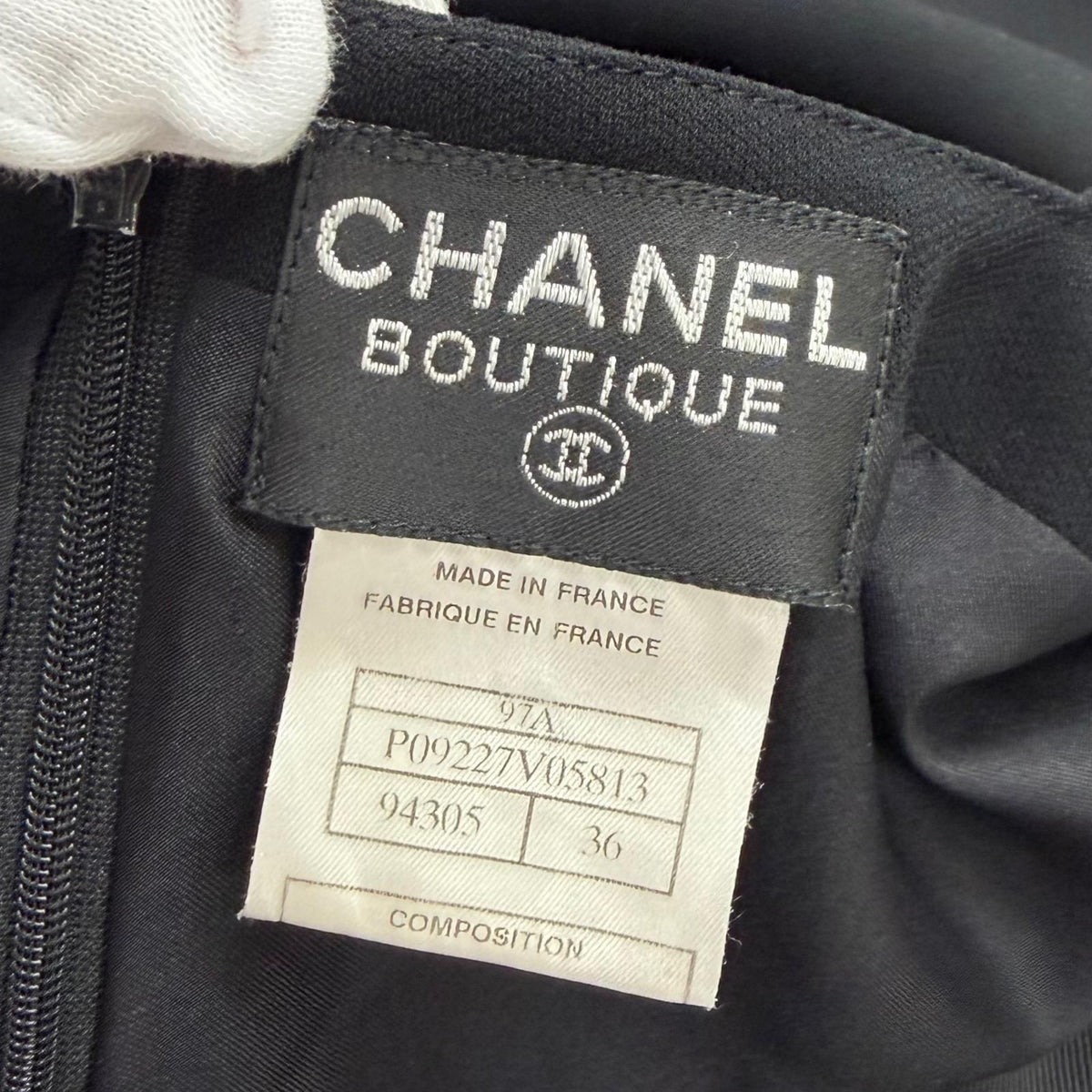 Chanel 97A Vintage Wool CC Logo Button Ribbon Dress — view 7