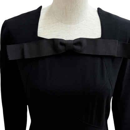 Chanel 97A Vintage Wool CC Logo Button Ribbon Dress — view 2