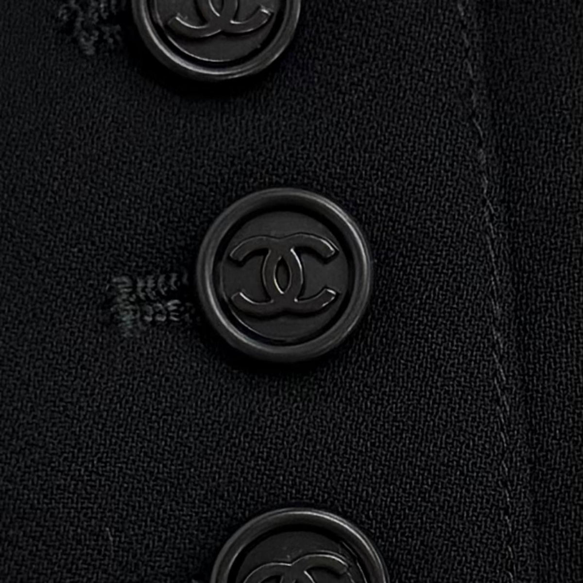 Chanel 97A Vintage Wool CC Logo Button Ribbon Dress — view 6
