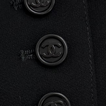 Chanel 97A Vintage Wool CC Logo Button Ribbon Dress — view 6